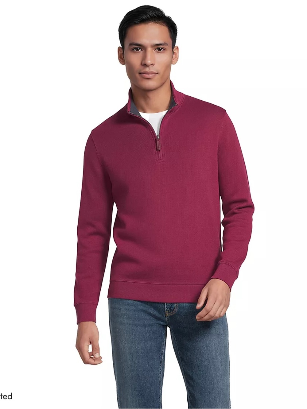 Lands End Bedford Rib Quarter Zip Sweater
